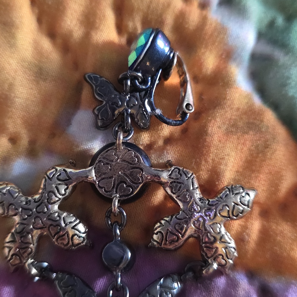 Betsey Johnson Butterfly Dreams Clip Dangle Earrings - Picture 5 of 5